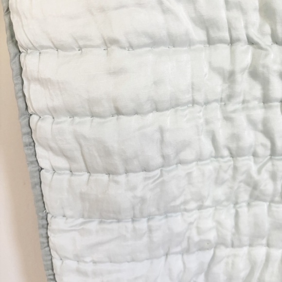 POTTERY BARN One Blue Silk Cotton Blend Hand-Stitched Pillow Sham King 20” X 36” - Picture 5 of 10